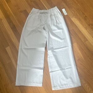 White Pinstripe Wide-Leg Pants